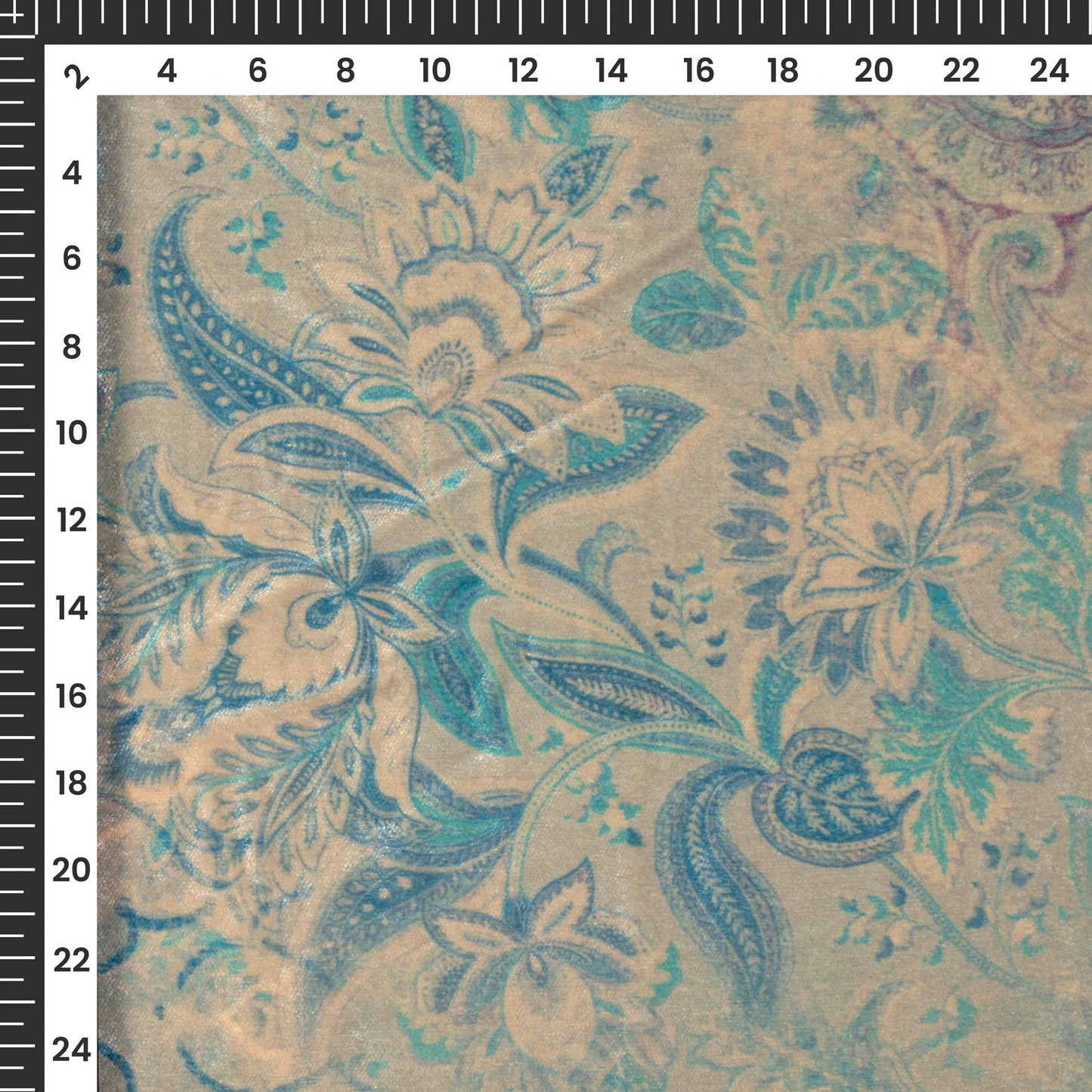 Gray Floral Pattern Digital Print Velvet Fabric