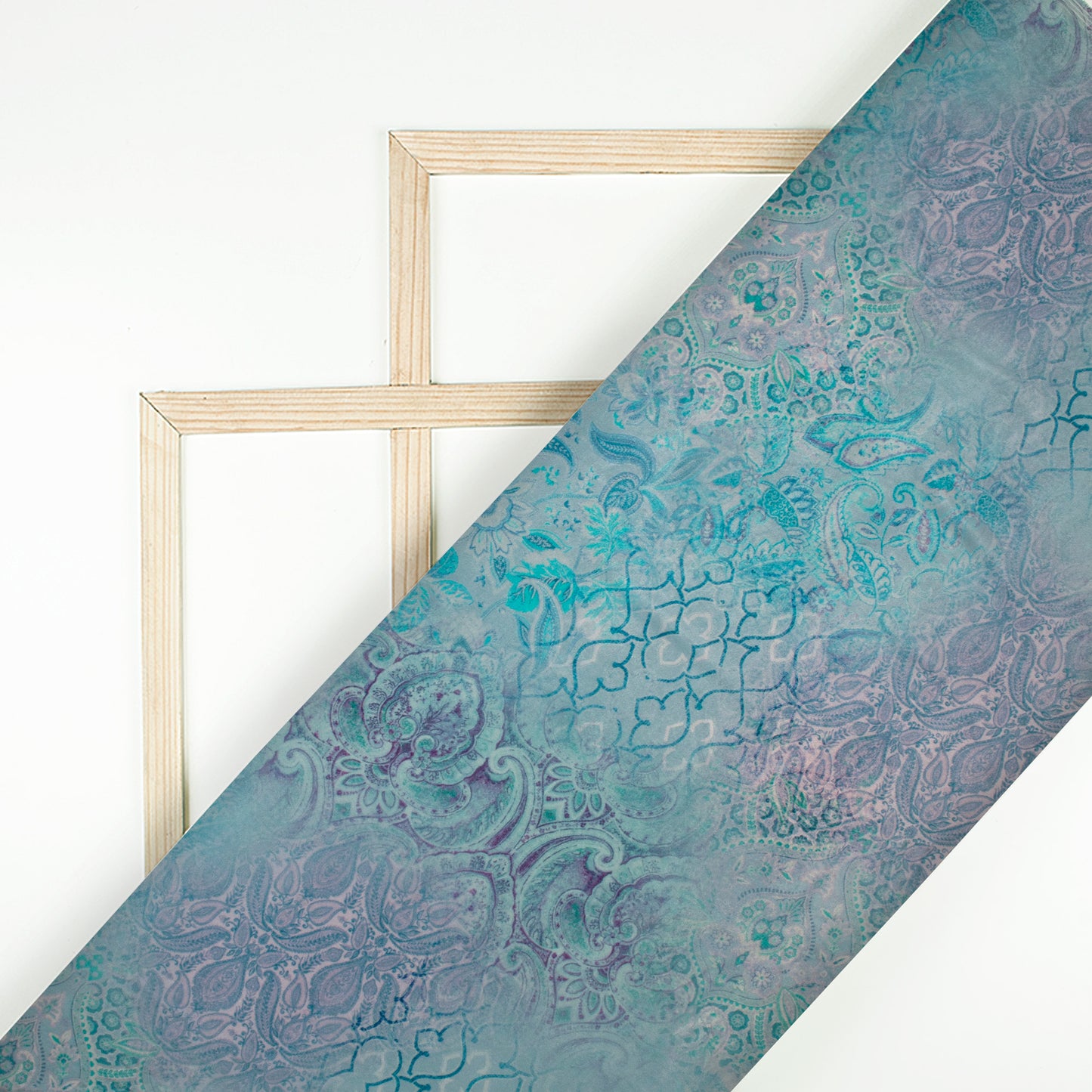 Gray Floral Pattern Digital Print Velvet Fabric
