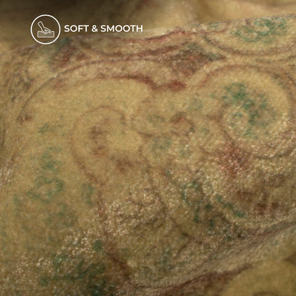 Light Khaki Floral Pattern Digital Print Velvet Fabric