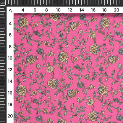 Hot Pink Floral Digital Print Butter Crepe Fabric