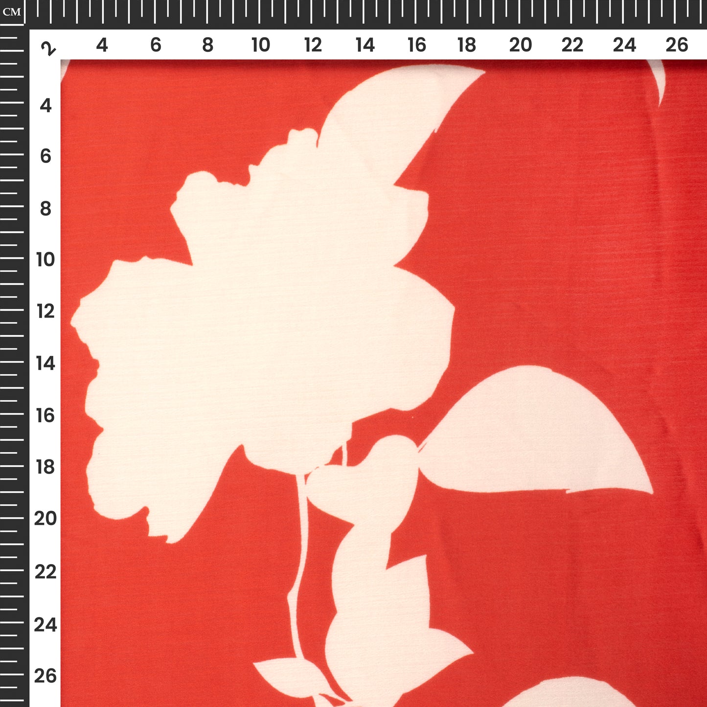 Cherry Red Floral Digital Print Chiffon Satin Fabric