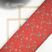 Rose Red Floral Digital Print Matt Organza Fabric