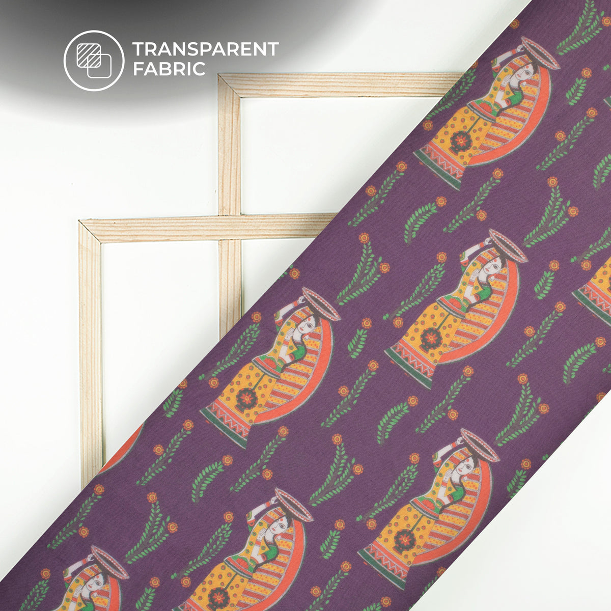 Violet Purple Madhuvanii Digital Print Matt Organza Fabric