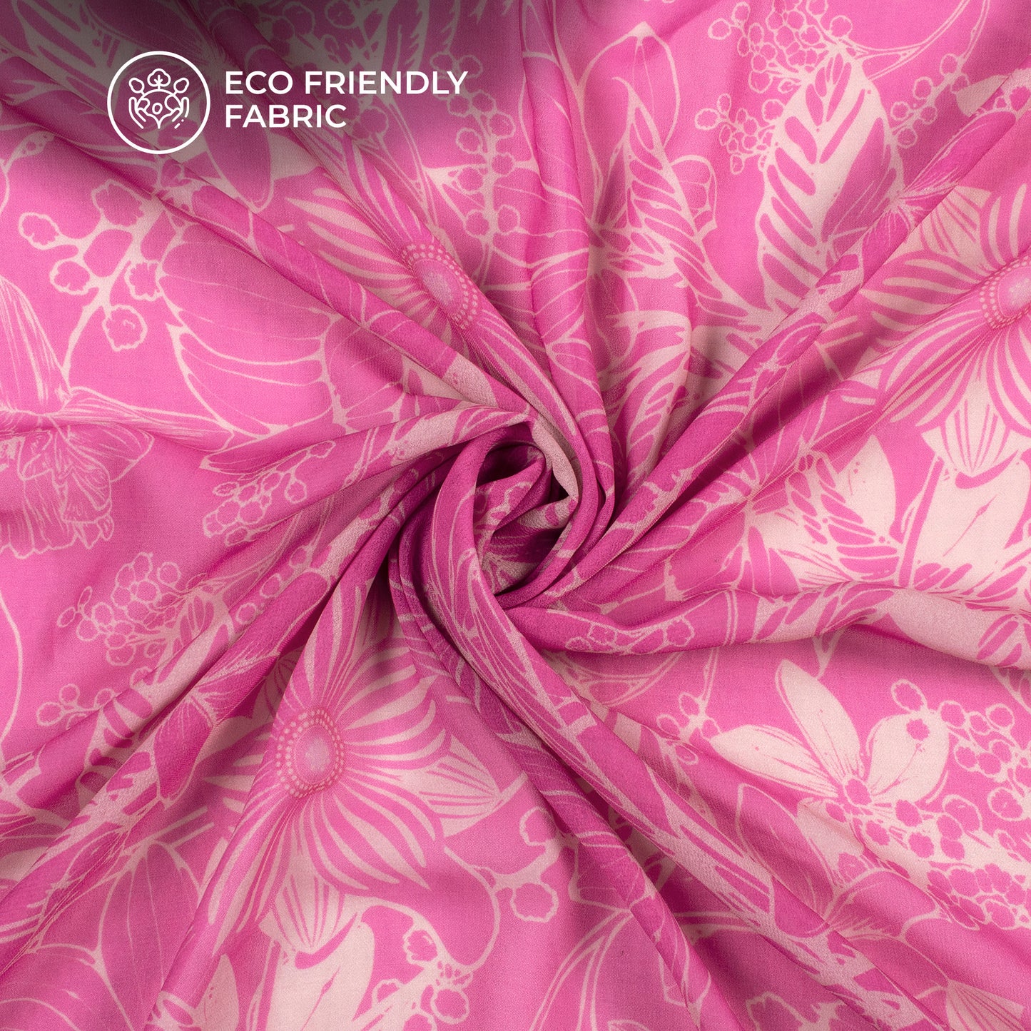 Rose Pink Floral Digital Print Georgette Fabric