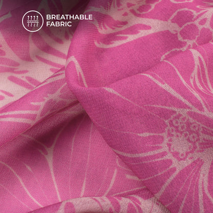 Rose Pink Floral Digital Print Georgette Fabric