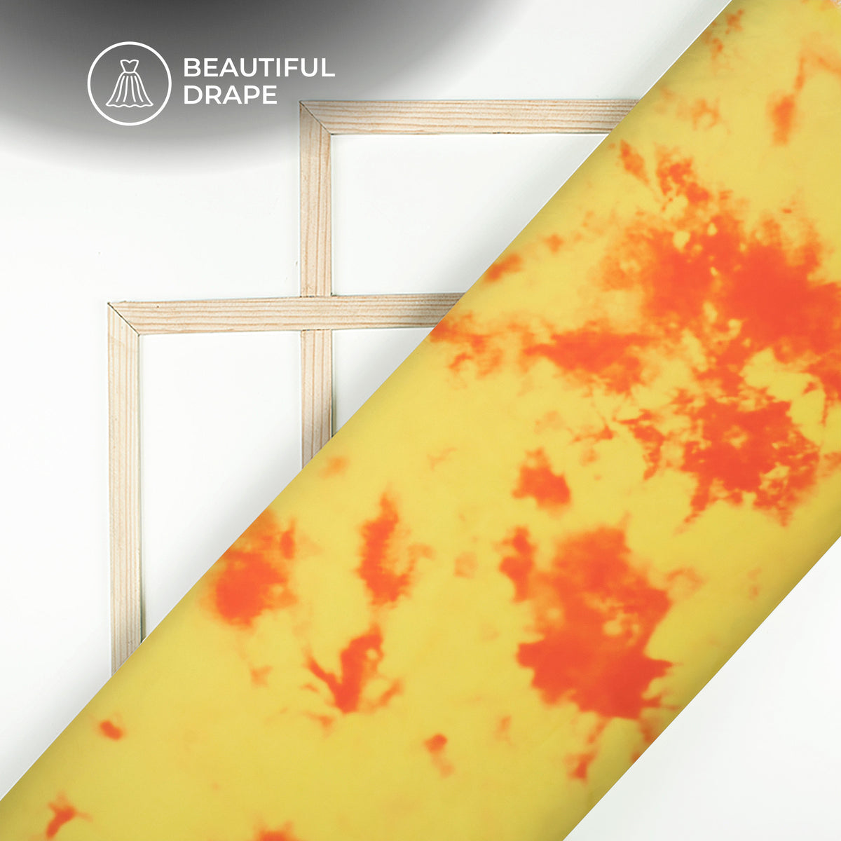 Yellow Tie And Dye Digital Print Imported Satin Fabric