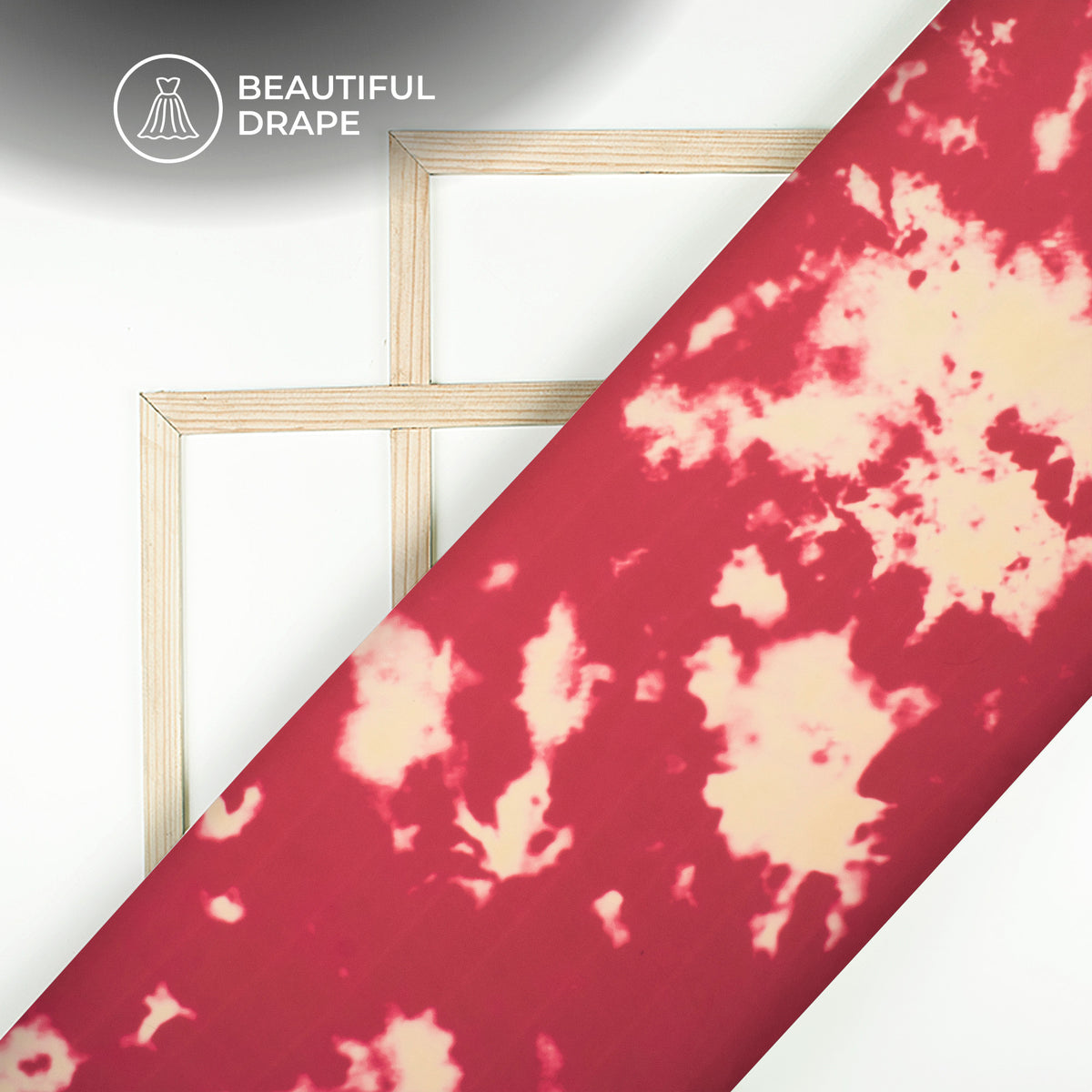 Auburn Brown Tie And Dye Digital Print Imported Satin Fabric