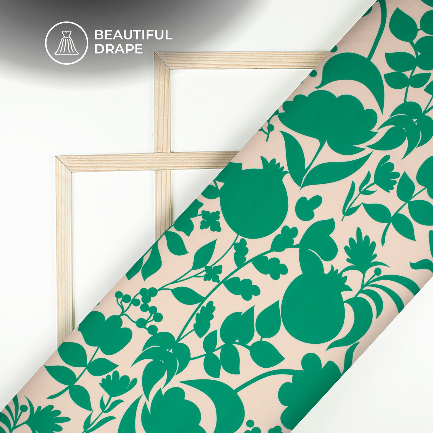 Green Floral Digital Print Imported Satin Fabric