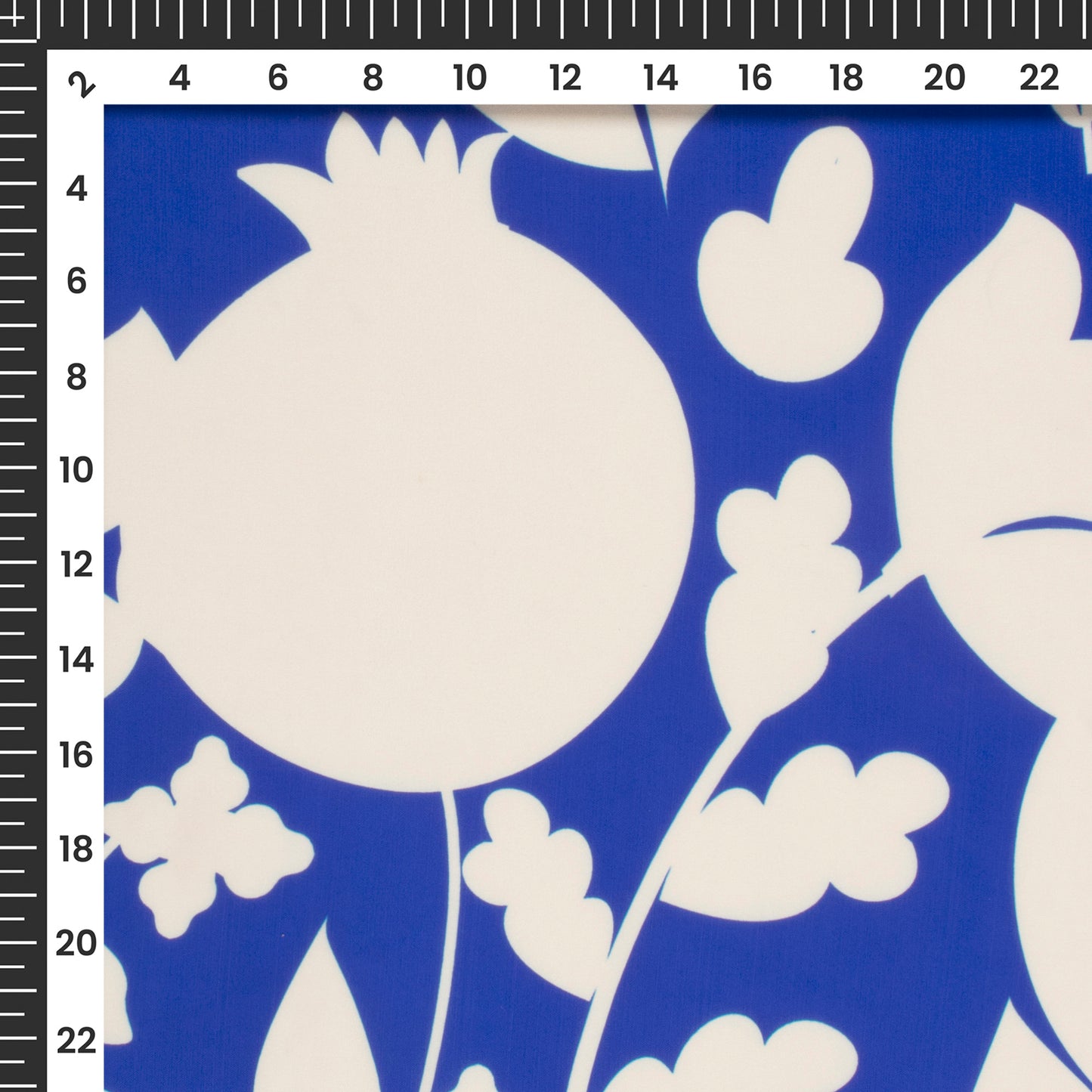 Royal Blue Floral Digital Print Imported Satin Fabric