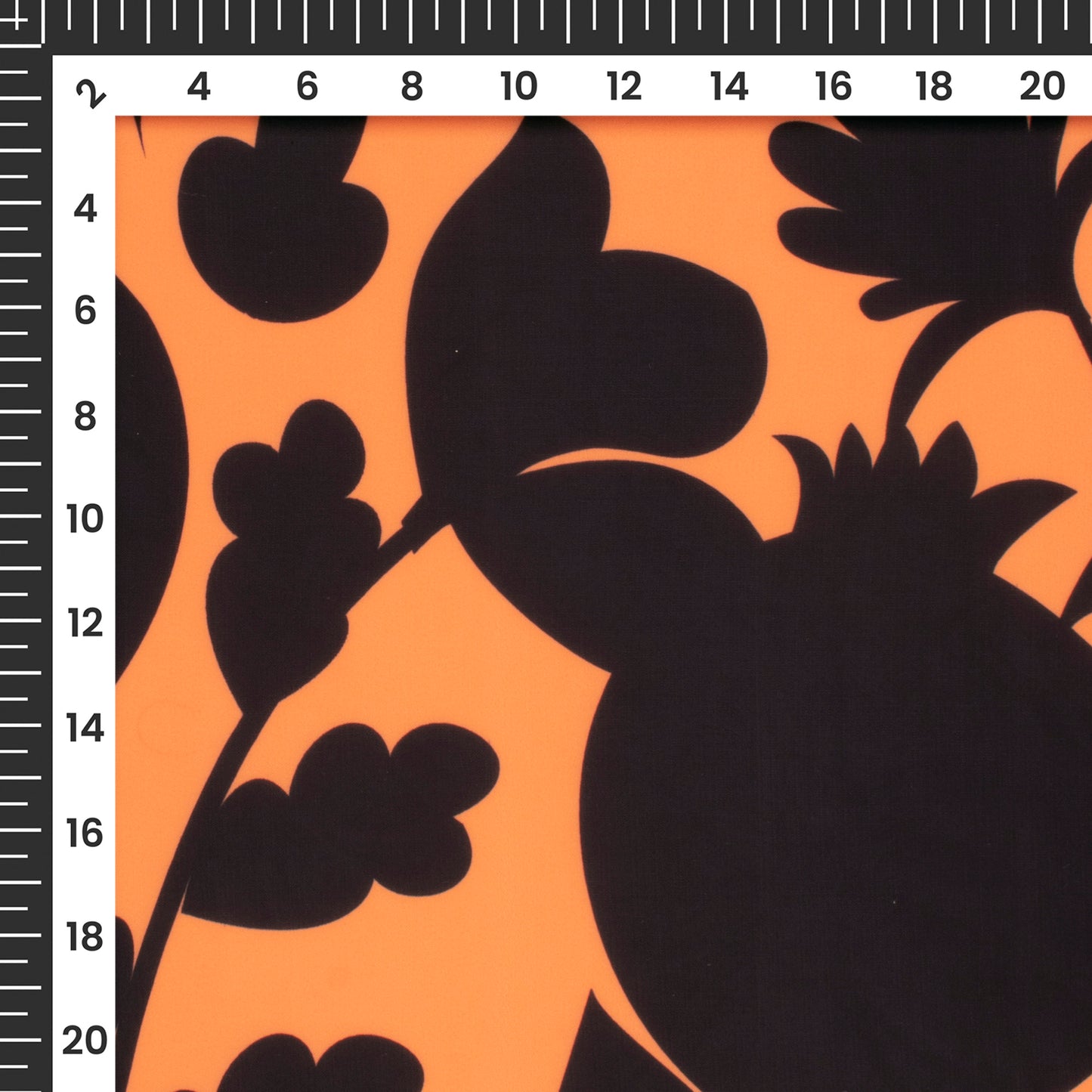 Honey Orange Floral Digital Print Imported Satin Fabric
