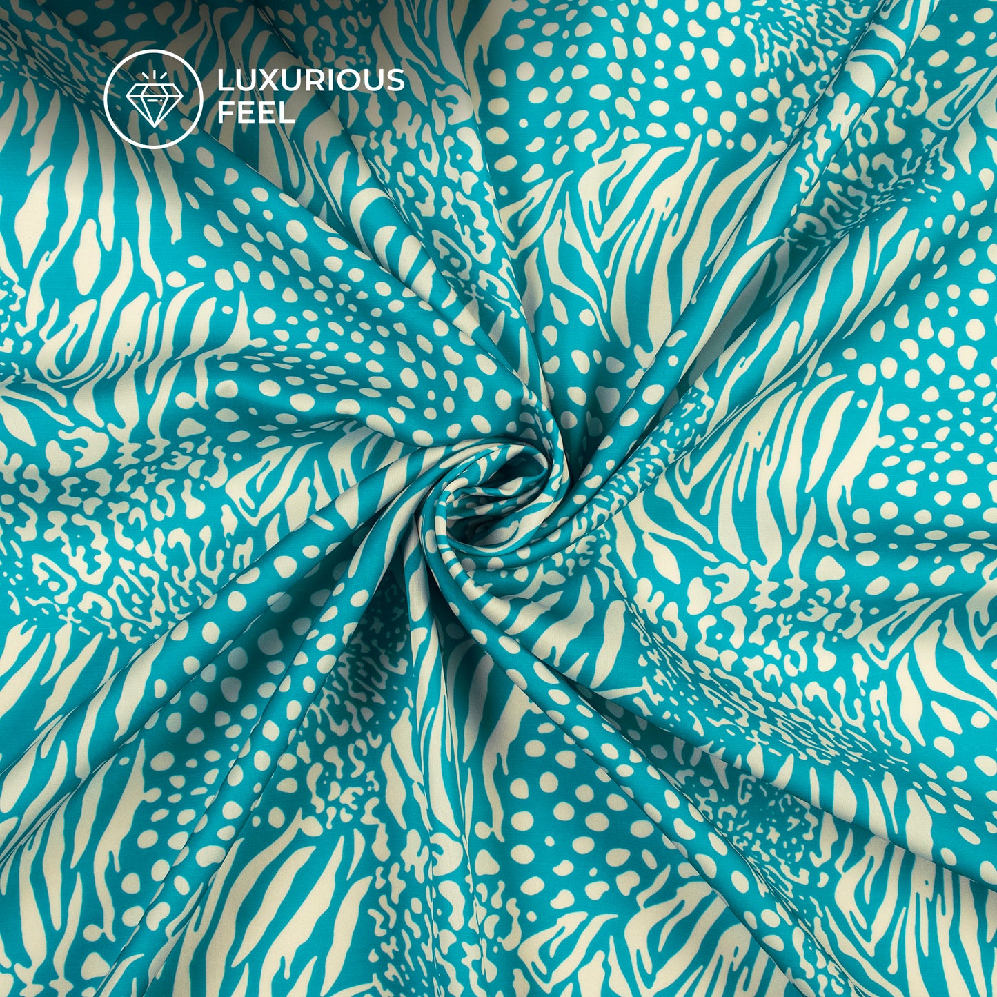 Tiffany blue Abstract Digital Print Imported Satin Fabric