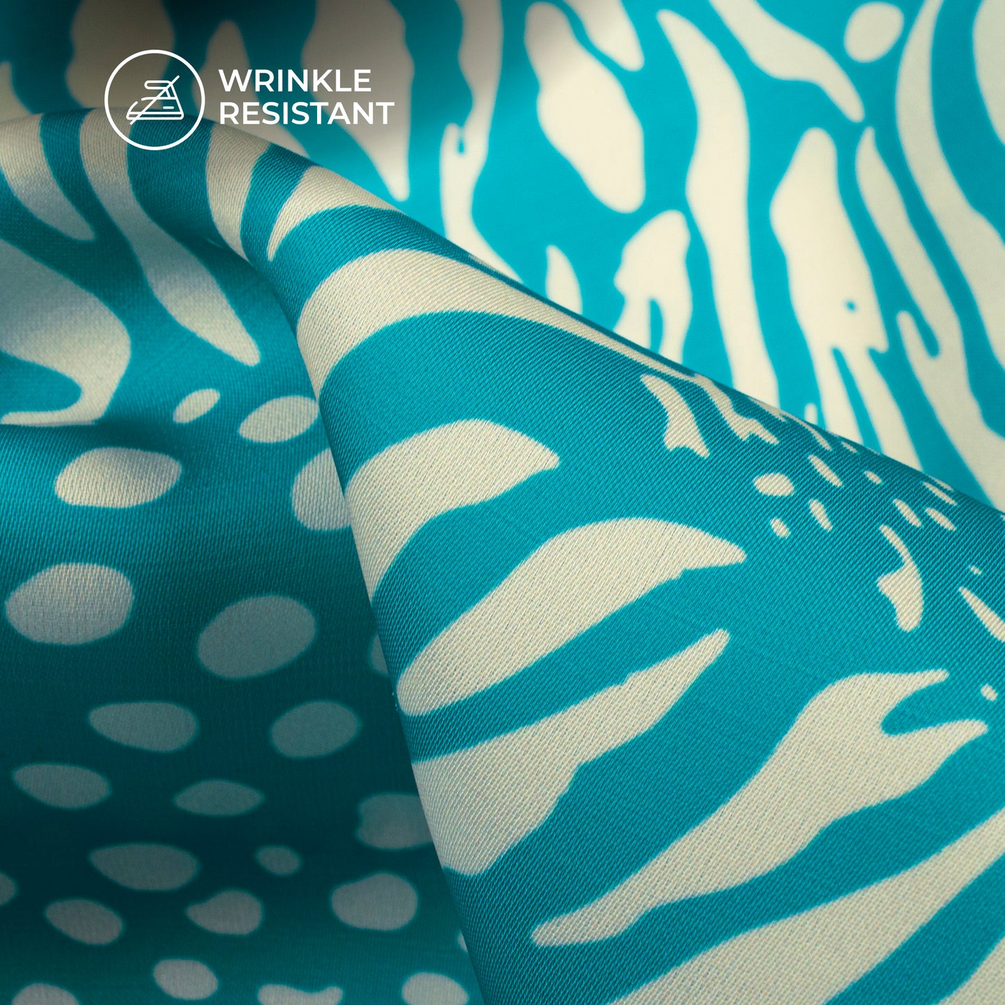 Tiffany blue Abstract Digital Print Imported Satin Fabric