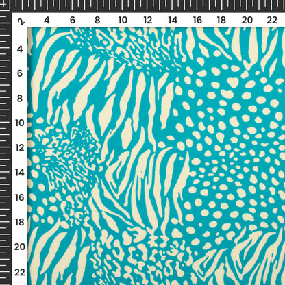 Tiffany blue Abstract Digital Print Imported Satin Fabric