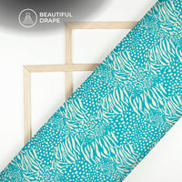 Tiffany blue Abstract Digital Print Imported Satin Fabric