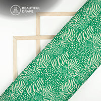 Green Abstract Digital Print Imported Satin Fabric
