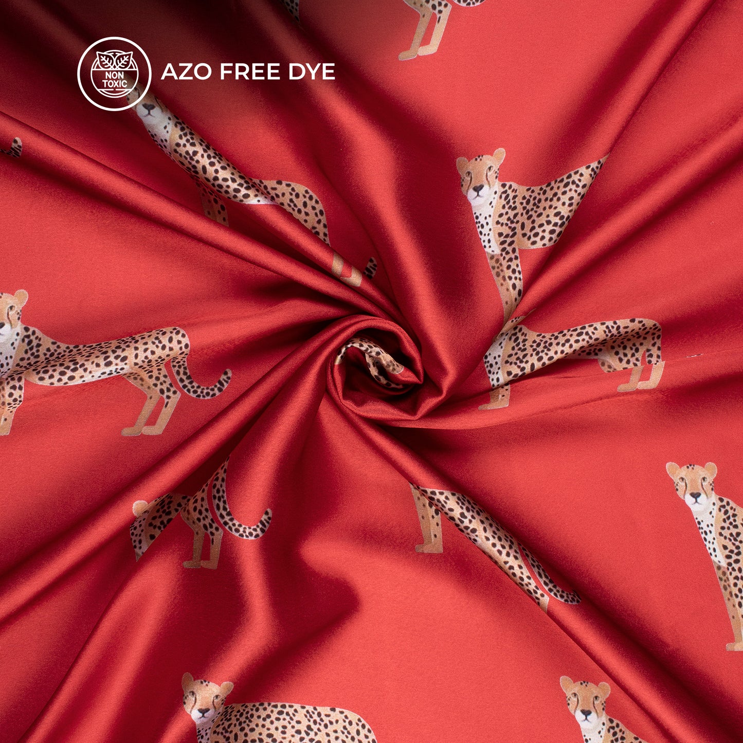 Venetien Red leopard Digital Print Japan Satin Fabric