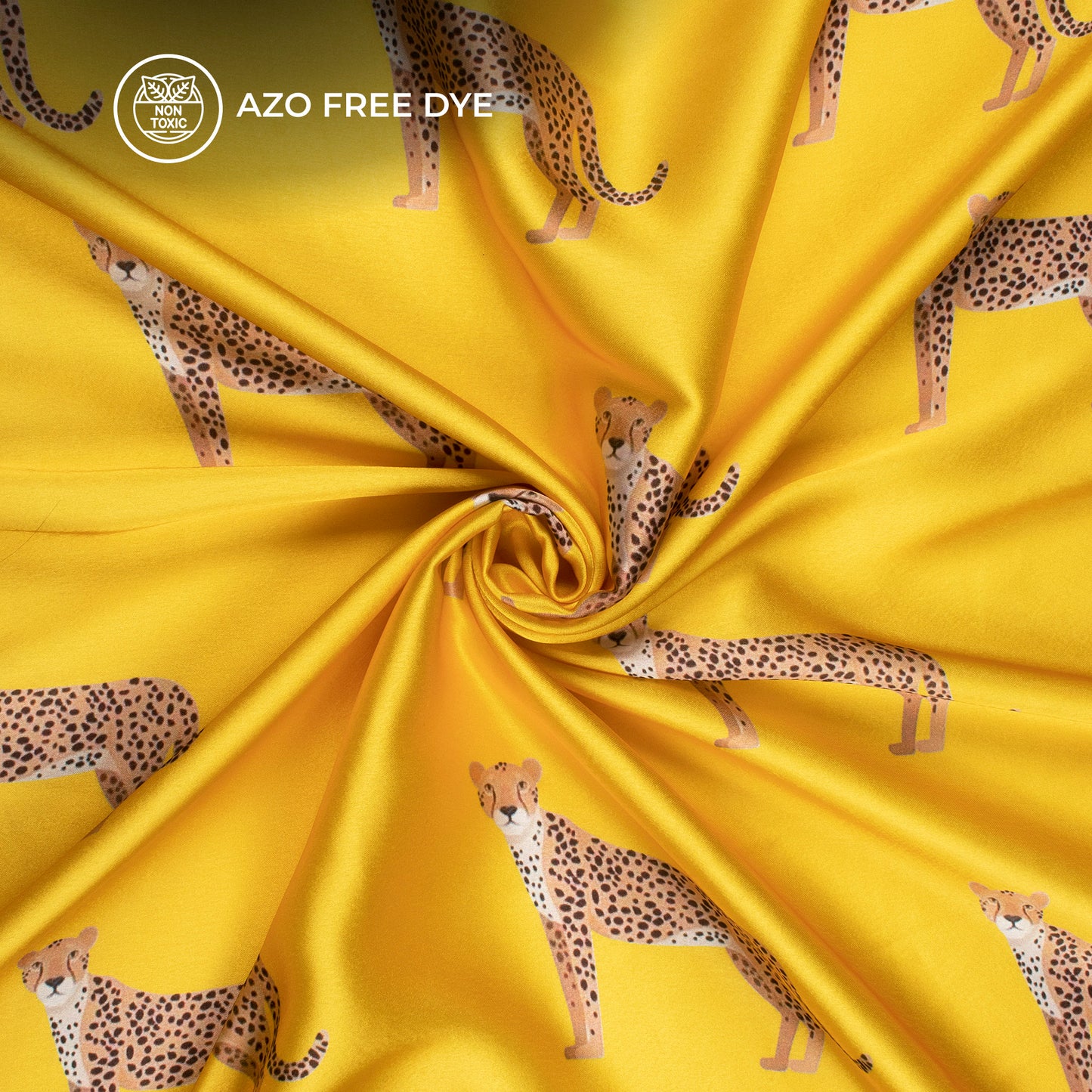Yellow leopard Digital Print Japan Satin Fabric