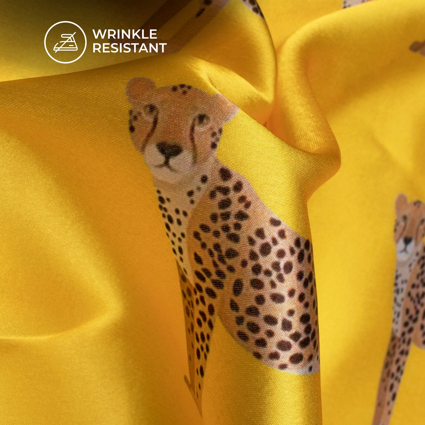 Yellow leopard Digital Print Japan Satin Fabric