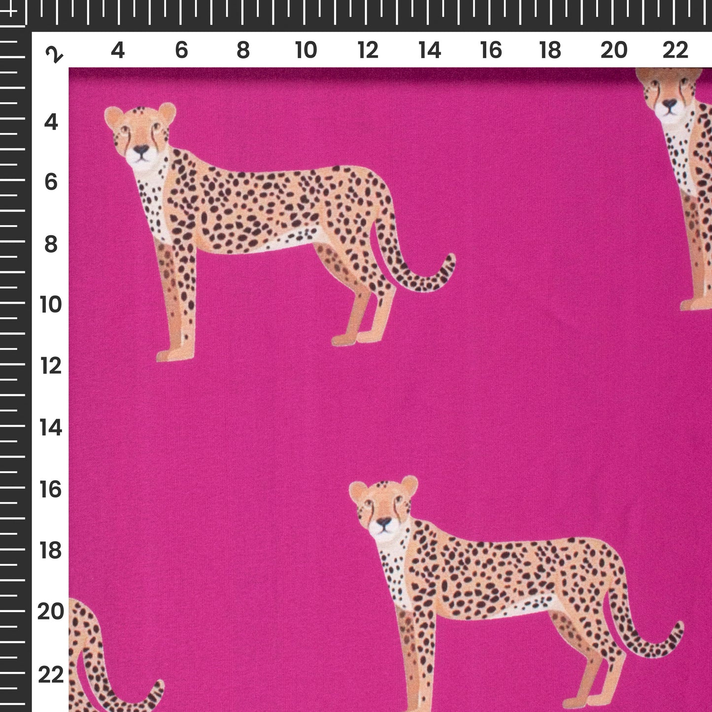 Fuschia Pink Leopard Digital Print Japan Satin Fabric