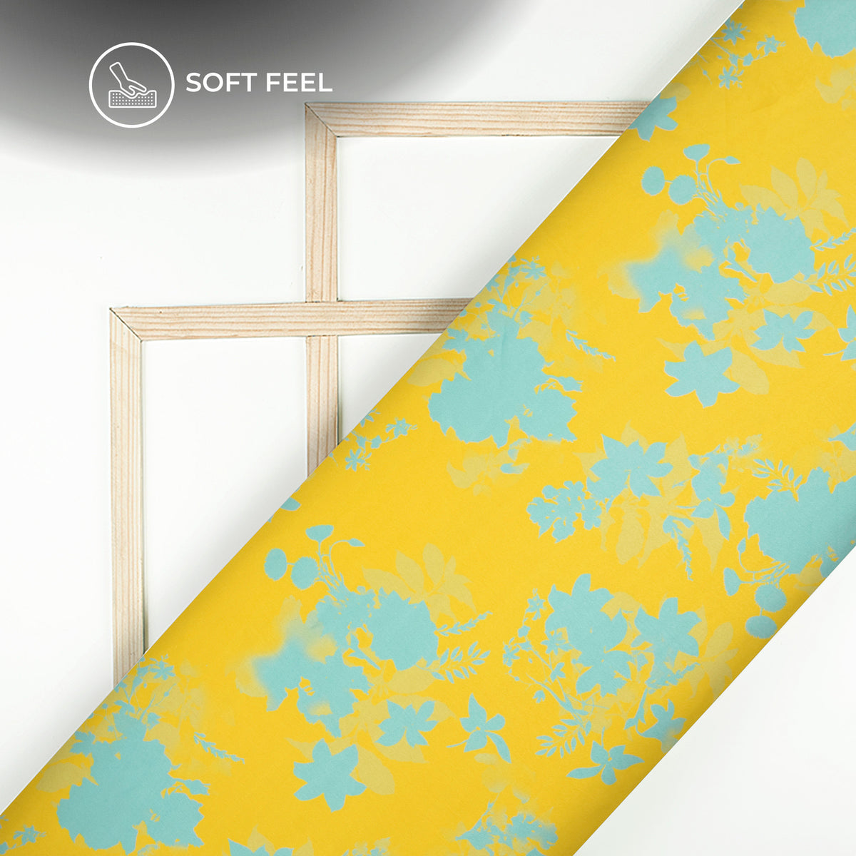 Yellow Floral Digital Print Japan Satin Fabric