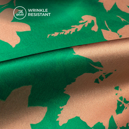 Shamrock Green Floral Digital Print Japan Satin Fabric