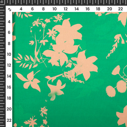 Shamrock Green Floral Digital Print Japan Satin Fabric