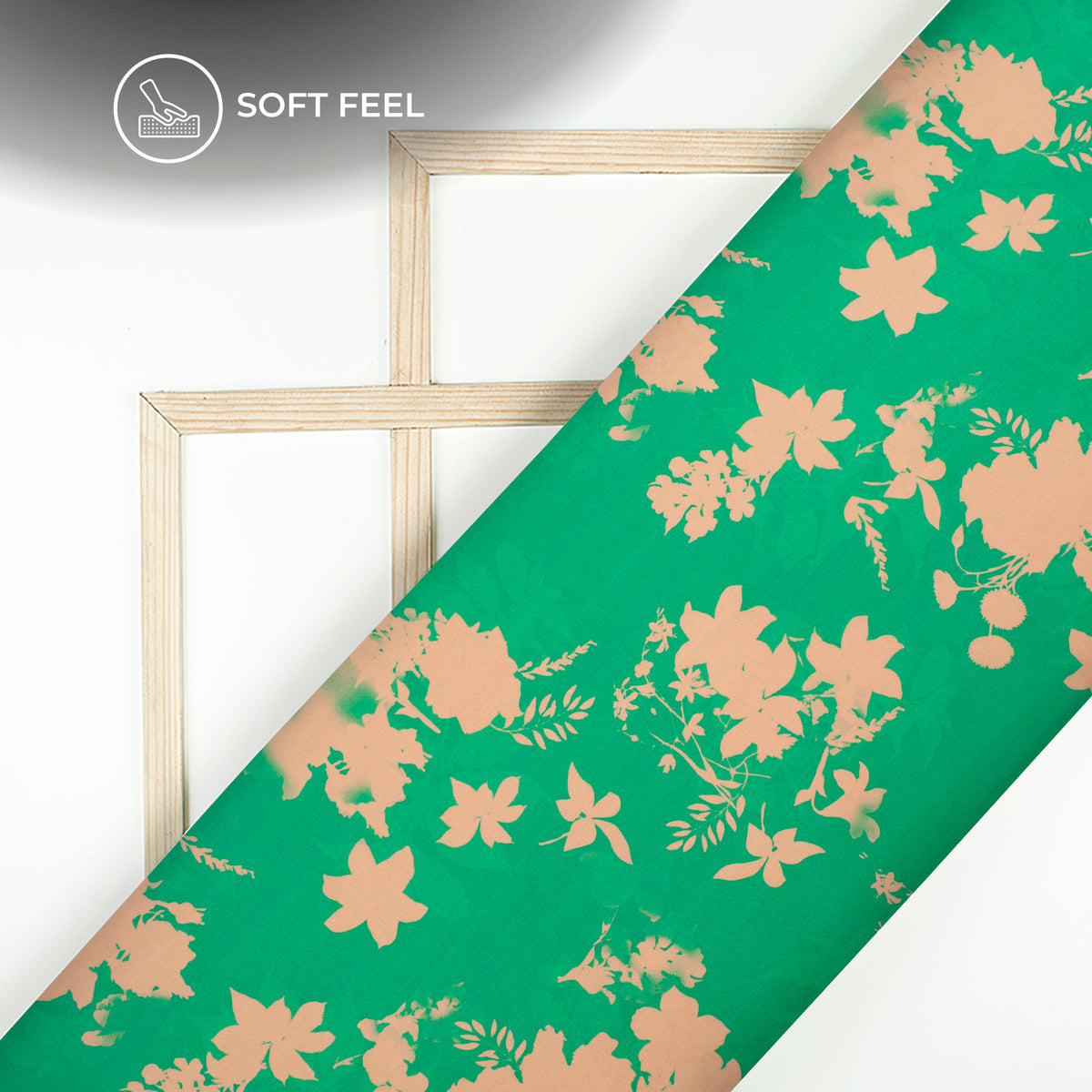 Shamrock Green Floral Digital Print Japan Satin Fabric