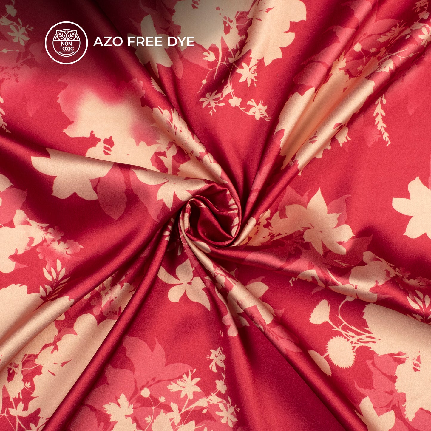 Auburn Browr Floral Digital Print Japan Satin Fabric