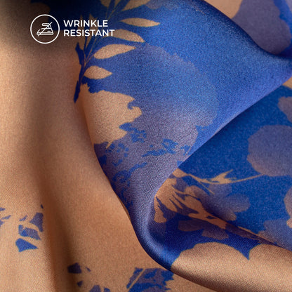 Royal blue Floral Digital Print Japan Satin Fabric