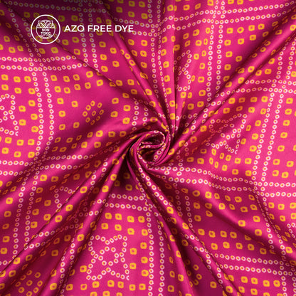 Deep Pink Bandhanii Digital Print Japan Satin Fabric