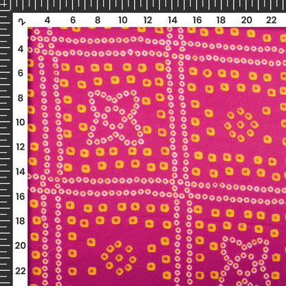 Deep Pink Bandhanii Digital Print Japan Satin Fabric