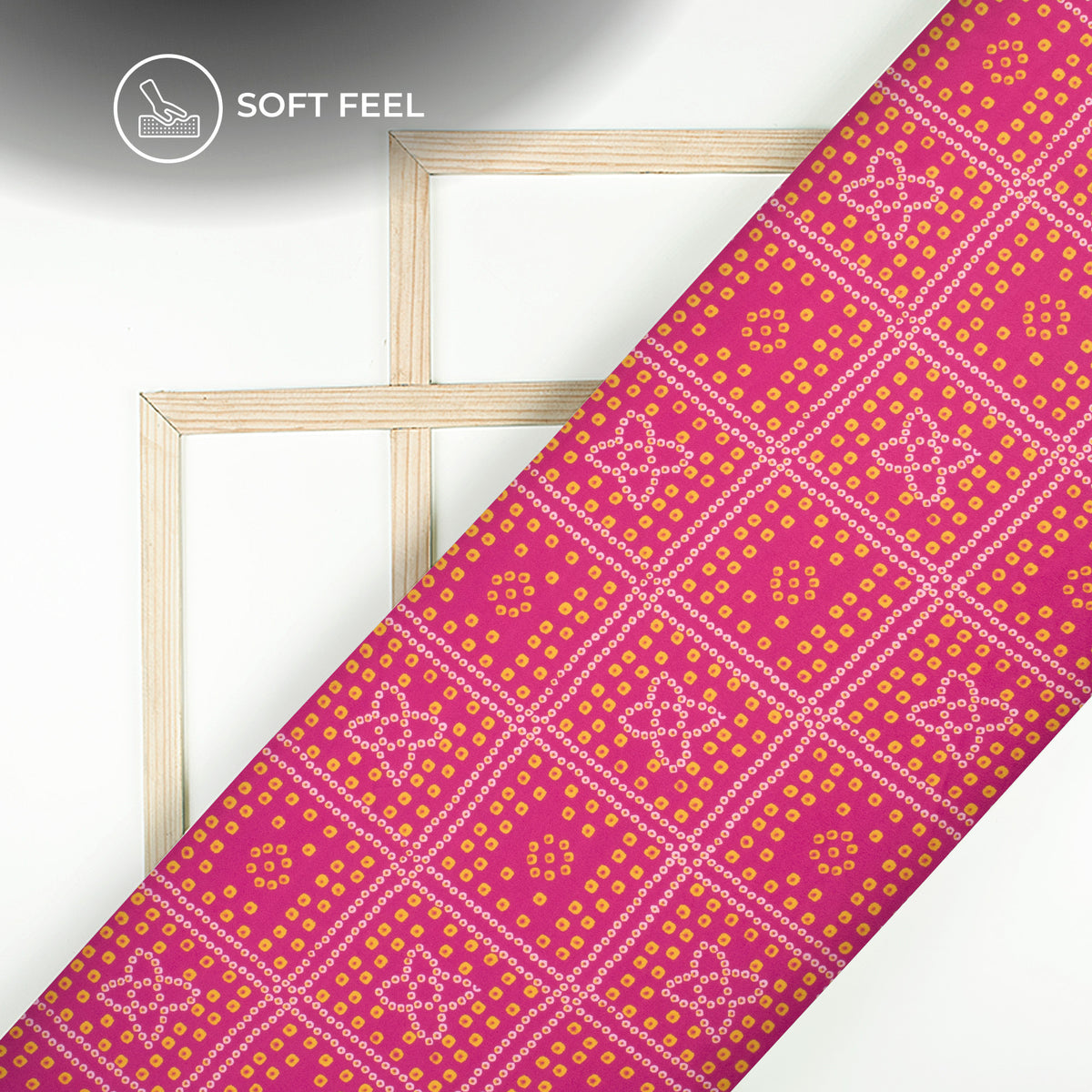 Deep Pink Bandhani Digital Print Japan Satin Fabric