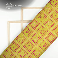 Olive Green Bandhanii Digital Print Japan Satin Fabric