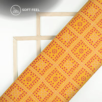Amber Yellow Bandhanii Digital Print Japan Satin Fabric