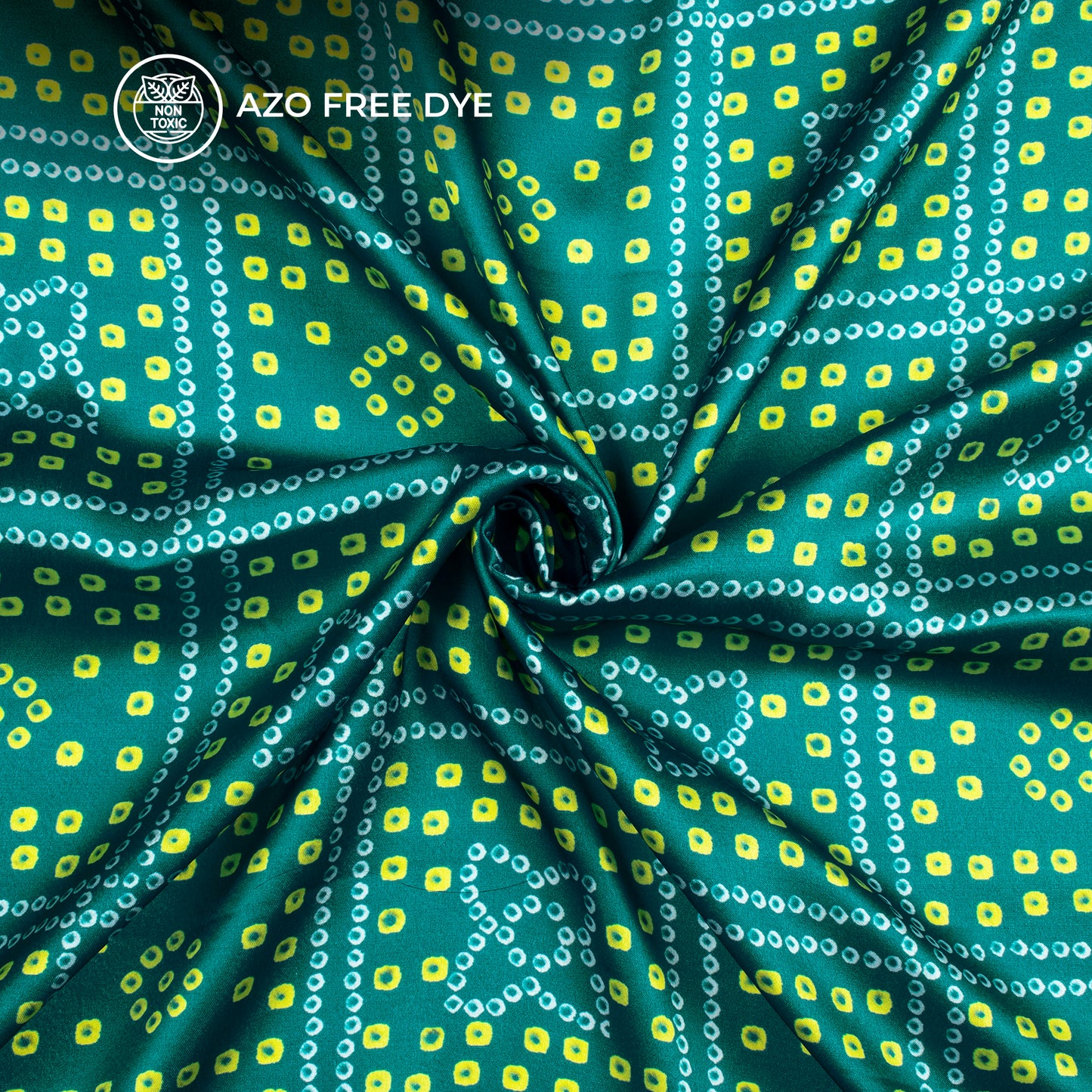 Castleton Green Bandhani Digital Print Japan Satin Fabric