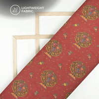 Maroon And Green Madhuvanii Digital Printed Kota Doria Fabric