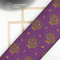 Purple And Lizard Green Madhuvanii Digital Printed Kota Doria Fabric