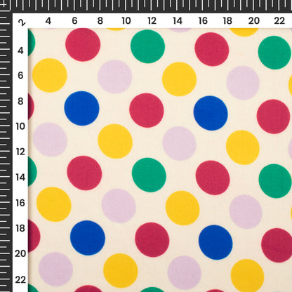 Multi-Color Polka Dots Digital Print Poly Glazed Cotton Fabric