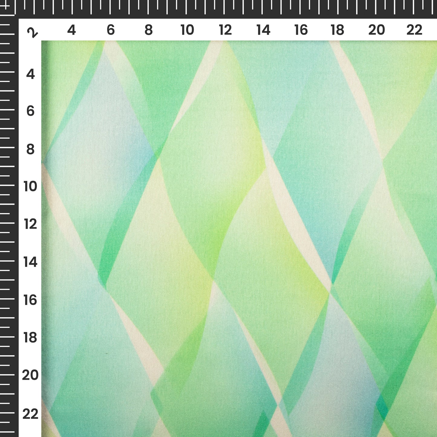 Sheen Green Geometrical Digital Print Japan Satin Fabric