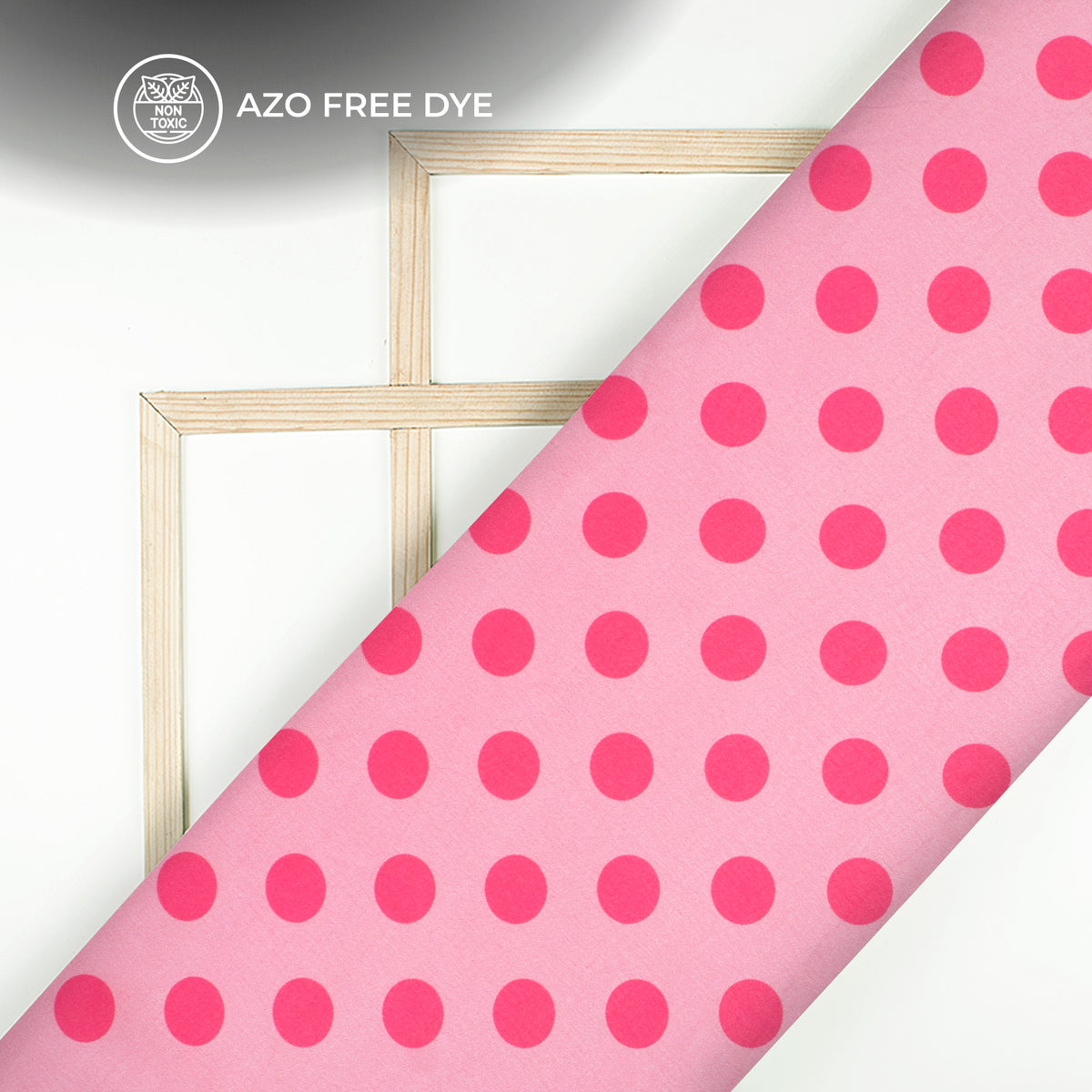 Deep Pink Polka Dots Digital Print Japan Satin Fabric