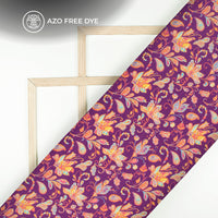 Violet Purple Floral Digital Print Japan Satin Fabric