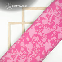 Neon Pink Floral Digital Print Butter Crepe Fabric