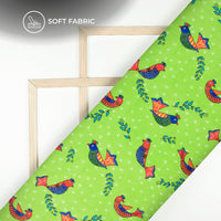 kelly Green Madhuvanii Digital Print Butter Crepe Fabric