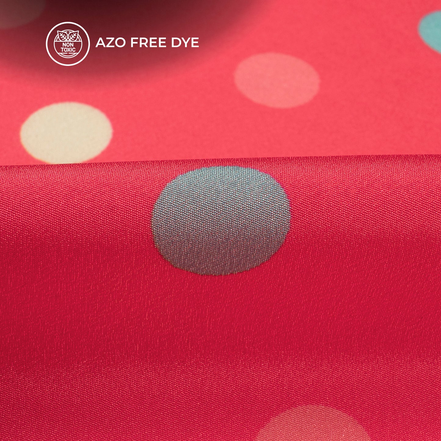 Fiery Rose Polka Dots Pattern Digital Print Crepe Silk Fabric