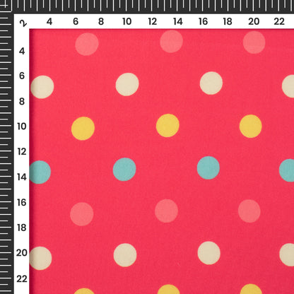 Fiery Rose Polka Dots Pattern Digital Print Crepe Silk Fabric