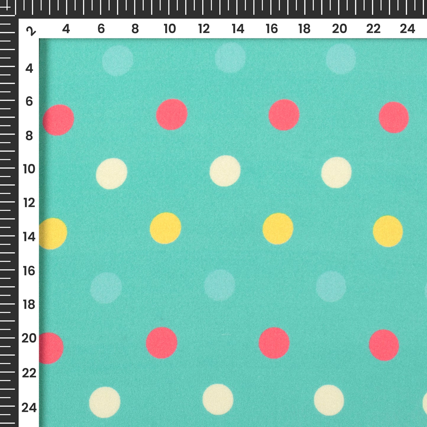 Mint Green Polka Dots Pattern Digital Print Crepe Silk Fabric