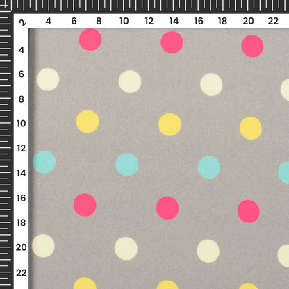Gray Polka Dots Pattern Digital Print Crepe Silk Fabric