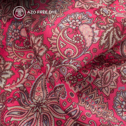 Dark Pink Floral Pattern Digital Print Crepe Silk Fabric