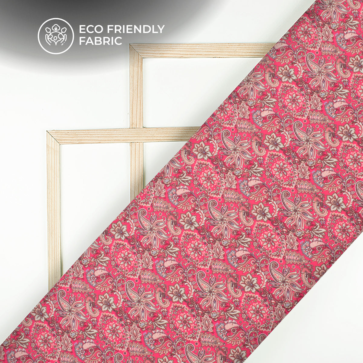 Dark Pink Floral Pattern Digital Print Crepe Silk Fabric