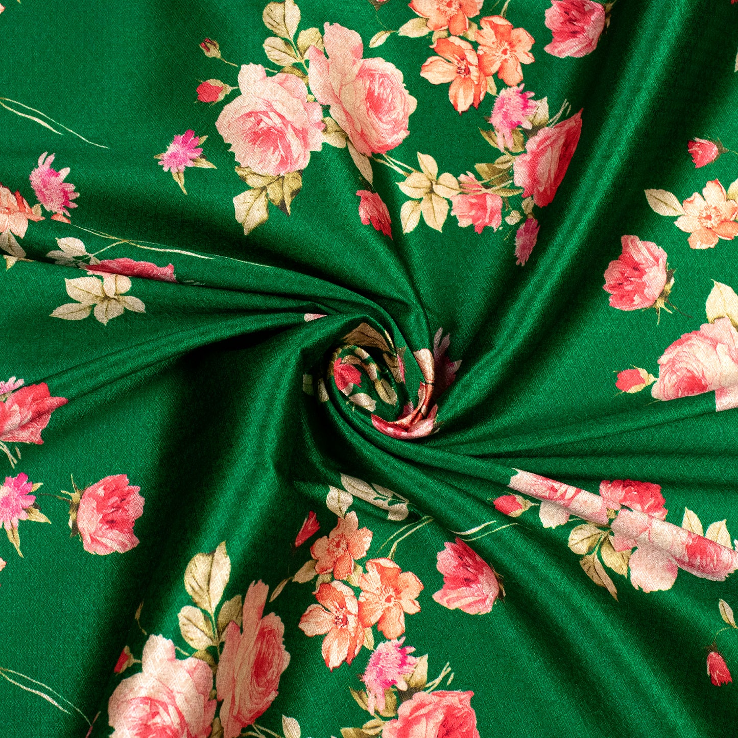 Kelly Green Floral Diamond Jacquard Booti Art Silk Fabric (Width 56 Inches)